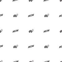 Hand drawn vector seamless pattern of funny cartoon mouse toy and meow