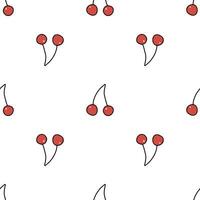 Vector hand drawn seamless pattern cherry on white background