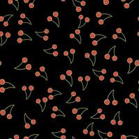 Vector hand drawn seamless pattern cherry on white background