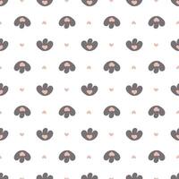 Hand drawn cat vector seamless pattern of funny cartoon cat's paw and hearts