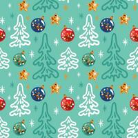 Christmas tree on the green background. Seamless pattern. Vector. vector