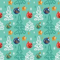 Christmas tree on the green background. Seamless pattern. Vector. vector