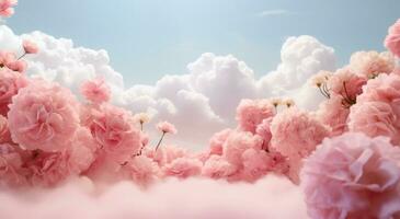 ai generado un rosado flor antecedentes en el cielo, foto