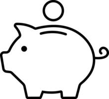 Piggy bank icon. Piggy bank saving money outline icon . Baby pig piggy bank. Pig silhouette. Financial independence. Money box symbol line style vector isolated