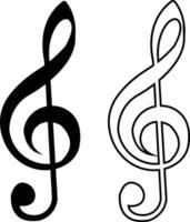 Music notes icon set, song, melody or tune flat or line vector collection isolated. Musical key trendy style symbols design element logo template for musical apps and website