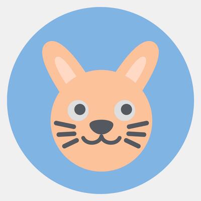 Icon bunny face. Chinese Zodiac elements. Icons in color mate style. Good for prints, posters, logo, advertisement, decoration,infographics, etc.