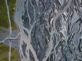 Aerial view of glacier river in Iceland. Beautiful natural backdrop. photo