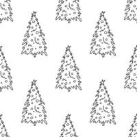 Seamless pattern with geometric minimal scandinavian Christmas tree doodle for decorative print, wrapping paper, greeting cards and fabric vector