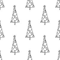 Seamless pattern with geometric minimal scandinavian Christmas tree doodle for decorative print, wrapping paper, greeting cards and fabric vector