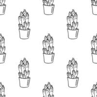 Seamless pattern with cactus doodle for decorative print, wrapping paper, greeting cards and fabric vector