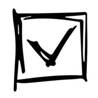 Hand drawn check mark illustration. Marker right sign clipart. Ink scribble checkbox. Single element vector