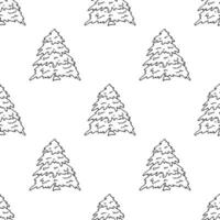 Seamless pattern with geometric minimal scandinavian Christmas tree doodle for decorative print, wrapping paper, greeting cards and fabric vector