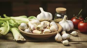 AI generated Garlic, the Time-Honored Elixir. Infusing Food with Flavor and Fighting Flu the Natural Way photo