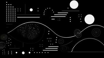 AI generated Abstract background with geometric shapes, lines, circles, dots. Hand drawn style. photo