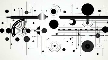 AI generated Abstract background with geometric shapes, lines, circles, dots. Hand drawn style. photo