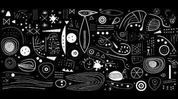 AI generated Abstract background with geometric shapes, lines, circles, dots. Hand drawn style. photo