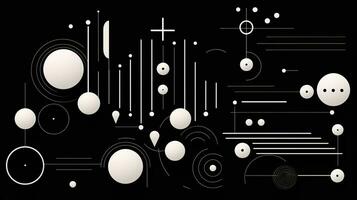 AI generated Abstract background with geometric shapes, lines, circles, dots. Hand drawn style. photo