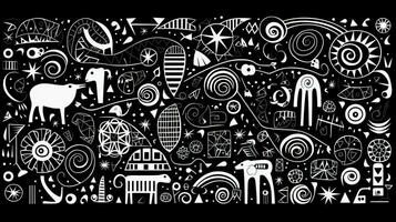 AI generated Abstract background with geometric shapes, lines, circles, dots. Hand drawn style. photo