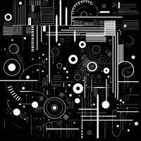 AI generated Abstract background with geometric shapes, lines, circles, dots. Hand drawn style. photo