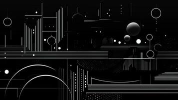 AI generated Abstract background with geometric shapes, lines, circles, dots. Hand drawn style. photo