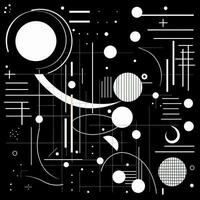 AI generated Abstract background with geometric shapes, lines, circles, dots. Hand drawn style. photo