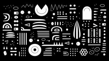 AI generated Abstract background with geometric shapes, lines, circles, dots. Hand drawn style. photo