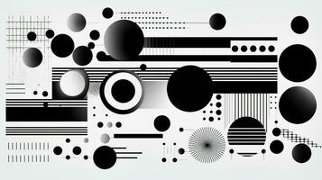 AI generated Abstract background with geometric shapes, lines, circles, dots. Hand drawn style. photo