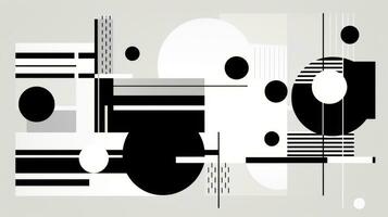 AI generated Abstract background with geometric shapes, lines, circles, dots. Hand drawn style. photo