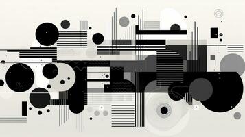 AI generated Abstract background with geometric shapes, lines, circles, dots. Hand drawn style. photo