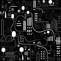 AI generated Abstract background with geometric shapes, lines, circles, dots. Hand drawn style. photo