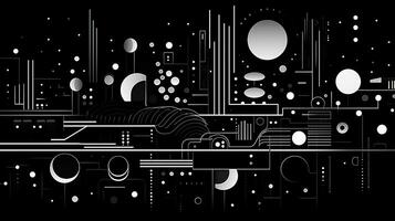 AI generated Abstract background with geometric shapes, lines, circles, dots. Hand drawn style. photo