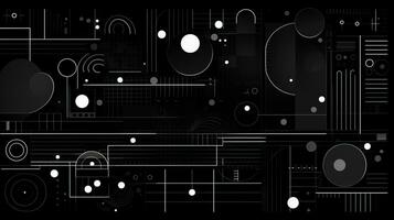 AI generated Abstract background with geometric shapes, lines, circles, dots. Hand drawn style. photo