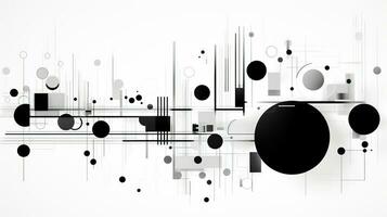 AI generated Abstract background with geometric shapes, lines, circles, dots. Bauhaus style. Swiss aesthetic photo