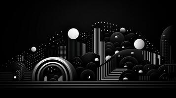 AI generated Abstract background with geometric shapes, lines, circles, dots. Bauhaus style. Swiss aesthetic photo