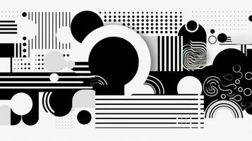 AI generated Abstract background with geometric shapes, lines, circles, dots. Bauhaus style. Swiss aesthetic photo