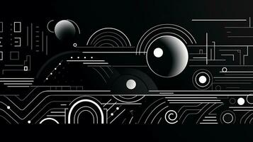 AI generated Abstract background with geometric shapes, lines, circles, dots. Bauhaus style. Swiss aesthetic photo