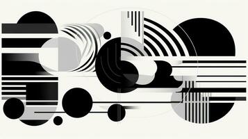 AI generated Abstract background with geometric shapes, lines, circles, dots. Bauhaus style. Swiss aesthetic photo