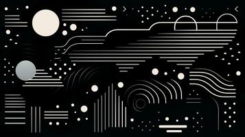 AI generated Abstract background with geometric shapes, lines, circles, dots. Bauhaus style. Swiss aesthetic photo