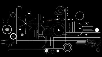 ai generado resumen antecedentes con geométrico formas, líneas, círculos, puntos Bauhaus estilo. suizo estético foto