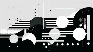 AI generated Abstract background with geometric shapes, lines, circles, dots. Bauhaus style. Swiss aesthetic photo