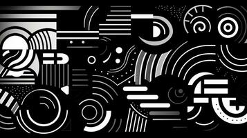 AI generated Abstract background with geometric shapes, lines, circles, dots. Bauhaus style. Swiss aesthetic photo