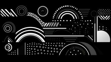 AI generated Abstract background with geometric shapes, lines, circles, dots. Bauhaus style. Swiss aesthetic photo