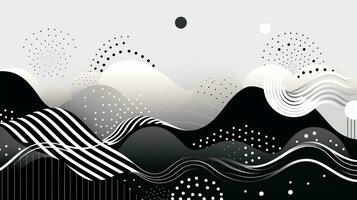 AI generated Abstract background with geometric shapes, lines, circles, dots. Bauhaus style. Swiss aesthetic photo