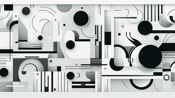 AI generated Abstract background with geometric shapes, lines, circles, dots. Bauhaus style. Swiss aesthetic photo