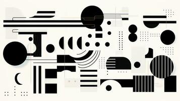 AI generated Abstract background with geometric shapes, lines, circles, dots. Bauhaus style. Swiss aesthetic photo