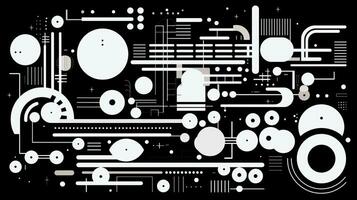 AI generated Abstract background with geometric shapes, lines, circles, dots. Bauhaus style. Swiss aesthetic photo