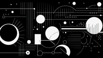 AI generated Abstract background with geometric shapes, lines, circles, dots. Bauhaus style. Swiss aesthetic photo