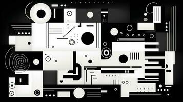 AI generated Abstract background with geometric shapes, lines, circles, dots. Bauhaus style. Swiss aesthetic photo