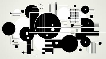 AI generated Abstract background with geometric shapes, lines, circles, dots. Bauhaus style. Swiss aesthetic photo