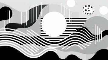 AI generated Abstract background with geometric shapes, lines, circles, dots. Bauhaus style. Swiss aesthetic photo